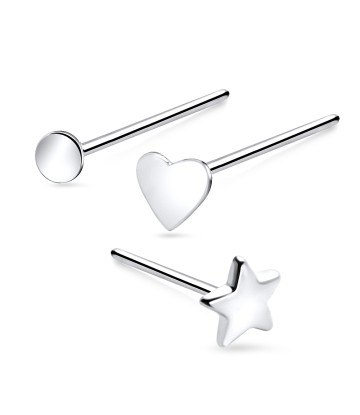 3 Silver Nose Stud Sets NSK-SET-1105